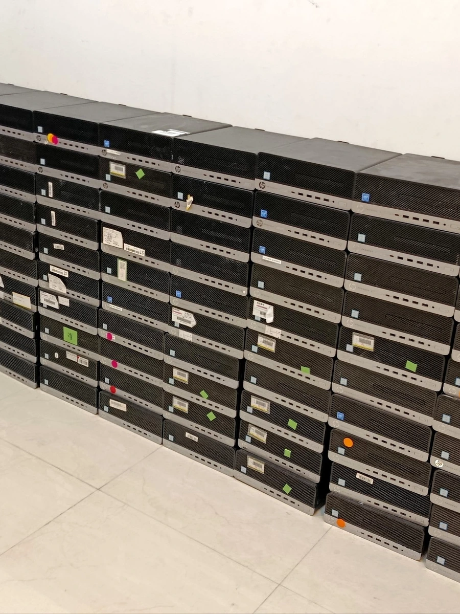 Wall of HP SFF mini cases without CPU at the UAEPC warehouse